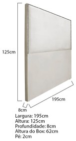 Cabeceira King Bali P02 195 cm para cama Box Linho - ADJ Decor