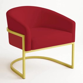 Poltrona Sala Decorativa Industrial Dourada Arielle Veludo D03 - D'Rossi - Marsala