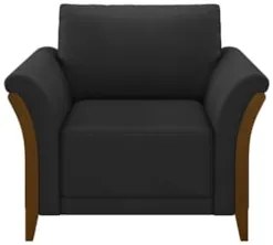 Poltrona Decorativa Sala de Estar 102cm Pés Madeira Roya Z32 PU Preto