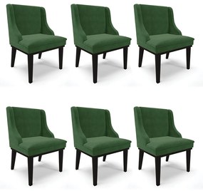 Kit 06 Cadeiras de Jantar Liz Suede Base Fixa Madeira Preto - D'Rossi - Verde