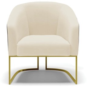 Poltrona Decorativa Industrial Dourado kit 2 Stella Preto/Linho Bege D03 - D'Rossi