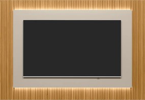 Painel Decorativo Singapura MDP/MDF TV até 70 Polegadas Ripado 2.2 Tauari/Off White G77 - Gran Belo