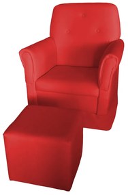 Poltrona Suzi Amamentação Balanço + Puff Suzi Courino Vermelho