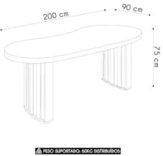 Mesa Para Escritório Reunião 200cm Vinny Carvalho/Branco A06 - Mpozena