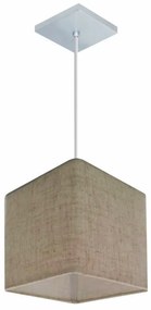 Lustre Pendente Quadrado Md-4223 Cúpula em Tecido 15/13x13cm Rustico Bege - Bivolt