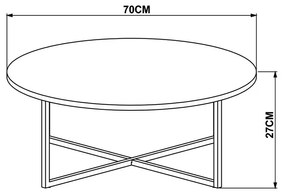 Mesa de Centro Baixa Estilo Industrial Vermont Base Metálica Preto A05 - D'Rossi