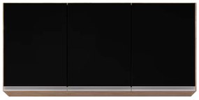 Kit 2 Armários Aéreo de Cozinha Lavanderia 03 Portas Tina 120 cm L06 - D'Rossi - Castanho e Preto