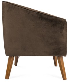 Poltrona Decorativa Dalia Pés de Madeira Veludo Marrom - Sheep Estofados - Marrom