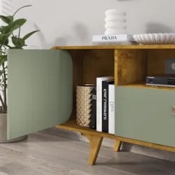 Rack Bancada Para TV 55 Pol 156cm Demi Naturalle/Pistache B02 - Mpozen