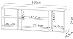 Armário de Cozinha Aéreo 160cm 4 Portas Nevada Preto - Lumil