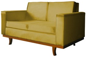 Sofá Dubai 2 Lugares Decorativo 1,50 m Sala Veludo Amarelo