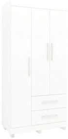 Roupeiro Guarda Roupa 3 Portas Prateleiras 2 Gavetas Branco