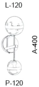 Arandela C/ Globo Filete B/2 Vertical 12X12X40Cm Metal E Vidro 2 X G9... (COBRE BRILHO, FOSCO)