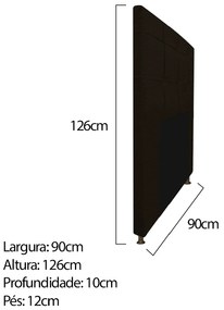 Kit Cabeceira e Calçadeira Baú Estofada Mel 90 cm Solteiro Com Capitonê Corano Marrom - ADJ Decor