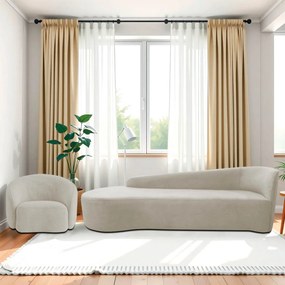 Kit Divã Recamier Orgânico França 200cm Lado Esquerdo e Poltrona Amore Linho