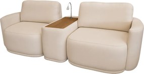 Sofá Sala Modulado 231cm com Console USB Luminária Brumma Bouclê K01 - D'Rossi - Bege