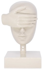 Escultura Decorativa Máscara Cego em Cerâmica Nude 25x15x14 cm - D'Rossi