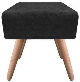 Puff Banqueta Decorativo Pé Palito Natural Ibiza Suede Preto D03 - D'Rossi