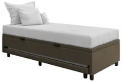 Bicama Box Baú Solteirão 96x203cm Samy S05 Veludo Marrom - Mpozenato
