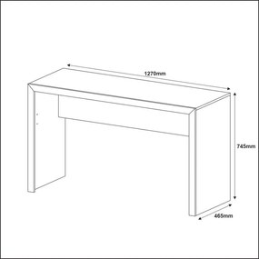 Mesa 127x46cm Escrivaninha Escritório Home Office Carvalho