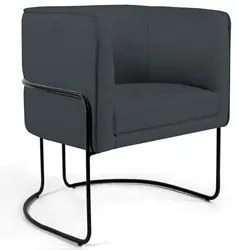 Poltrona Decorativa Base Aço Betina C-317 Veludo Cinza - Domi