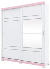 Guarda Roupa Solteiro Com Espelho 2 Portas Verg Flex Branco/Rosa Chá -