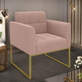 Poltrona Sala de Estar Industrial Dourado Elisa Bouclê D03 - DRossi - Rose
