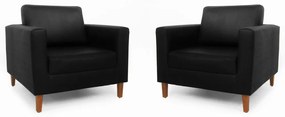 Conjunto 2 Poltrona Decorativa Gabriela Suede Preto