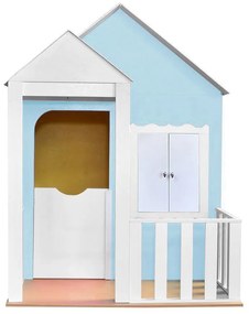 Casinha de Brinquedo com Cercado Azul Bebê/Branco L12 - Gran Belo
