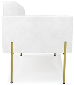 Sofá Namoradeira 2 Lugares Pé de Ferro Dourado Elisa Corano D03 - D'Rossi - Branco