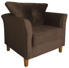 Kit Sofá Namoradeira + 2 Poltronas Ibis Decorativa Suede Marrom