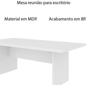 Mesa de Reunião para Escritório Home Office ME4119 MDP Rustico Branco G69 - Gran Belo