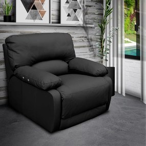 Poltrona do Papai Reclinável Elétrico Asmará Power Touch Couro Preto G43 - Gran Belo
