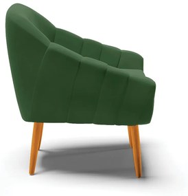 Kit 02 Poltronas Giovana Suede Verde Pés Palito Castanho - Indo Decorar