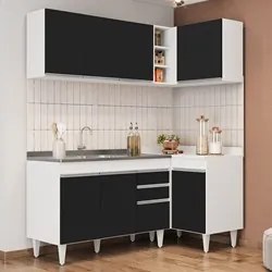 Armário de Cozinha Modulado de Canto Esquerdo 4 Peças CP48 com Pia Ino