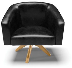 Poltrona Decorativa Giratória MA30 Kit 2 Stella Sintético PU D03 - D'Rossi - Preto