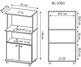 Balcão Estante Multifuncional Forno Micro Cozinha Branco