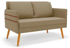 Namoradeira 02 Lugares Mari Suede Pés Palito Castanho - D'Rossi - Marrom Rato