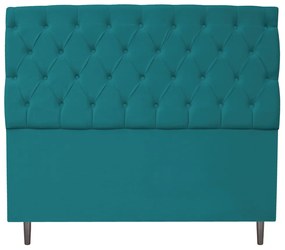 Cabeceira Estofada Liverpool 160 cm Queen Size Suede Azul Turquesa - ADJ Decor