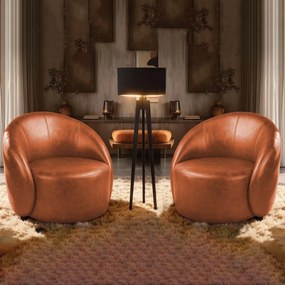 Poltrona Decorativa Orgânica Kit 2 Lua Sintético PU D03 - D'Rossi - Nozes