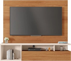 Painel TV 55 Pol 136cm Bancada Suspensa Sala Layanne C01 - D'Rossi - Freijó/Off White