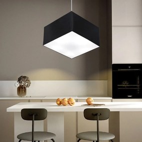 Lustre Pendente Quadrado Md-4020 Cúpula em Tecido 21/35x35cm Preto - Bivolt