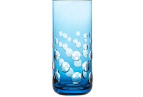 Copo de Cristal Lapidado P/ Long Drink - Azul Claro Azul Claro - 54