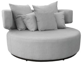 Sofá Chaise Eva Redondo 02 Lugares Veludo Cinza Grafite