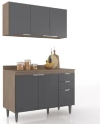 Armário de Cozinha Com Tampo CP01 120cm Pérola Freijó/Grafite Z34 - Mp