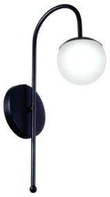 Arandela Globo Haste Curva Simples 12X24X42Cm Metal E Globo Ø12Cm 01Xg... (FERRUGEM, FOSCO (BRANCO))