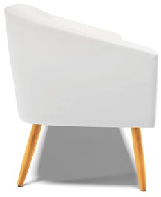 Sofá 2 Lugares Namoradeira Pé Palito Castanho Stella Sintético D03 - D'Rossi - Branco