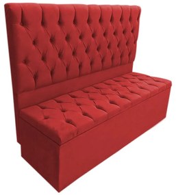 Cabeceira com Calçadeira Baú Casal King 195cm Nicole Suede Vermelho - Sheep Estofados - Vermelho