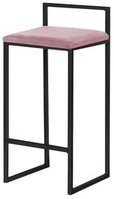 Banqueta Decorativa Selena Base Preta Veludo Rosê G41 - Gran Belo