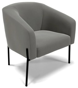 Poltrona Decorativa Pé de Ferro Preto Stella Suede Grafite D03 - D'Rossi